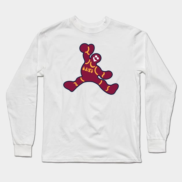 Jumping Cleveland Cavaliers Gingerbread Man Long Sleeve T-Shirt by Rad Love